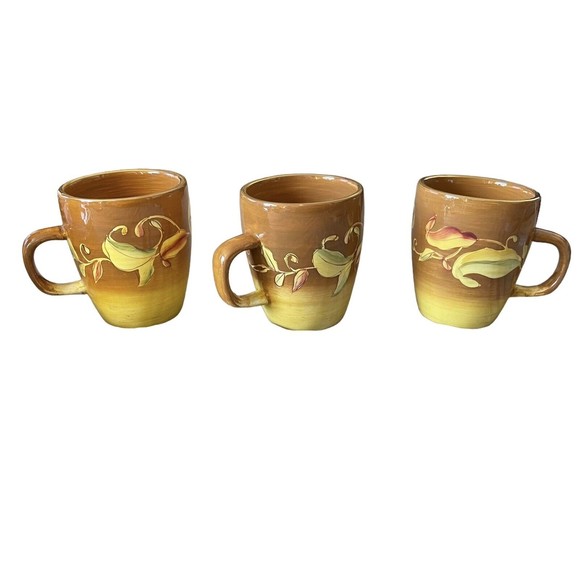 Thanksgiving Coffee Cups Laurie Gates Coronado Collection Set 3 Chilli Pepper - Picture 1 of 11